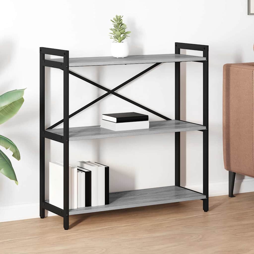 Bogreol 80 x 30 x 85 cm Konstrueret træ Grå sonoma-eg