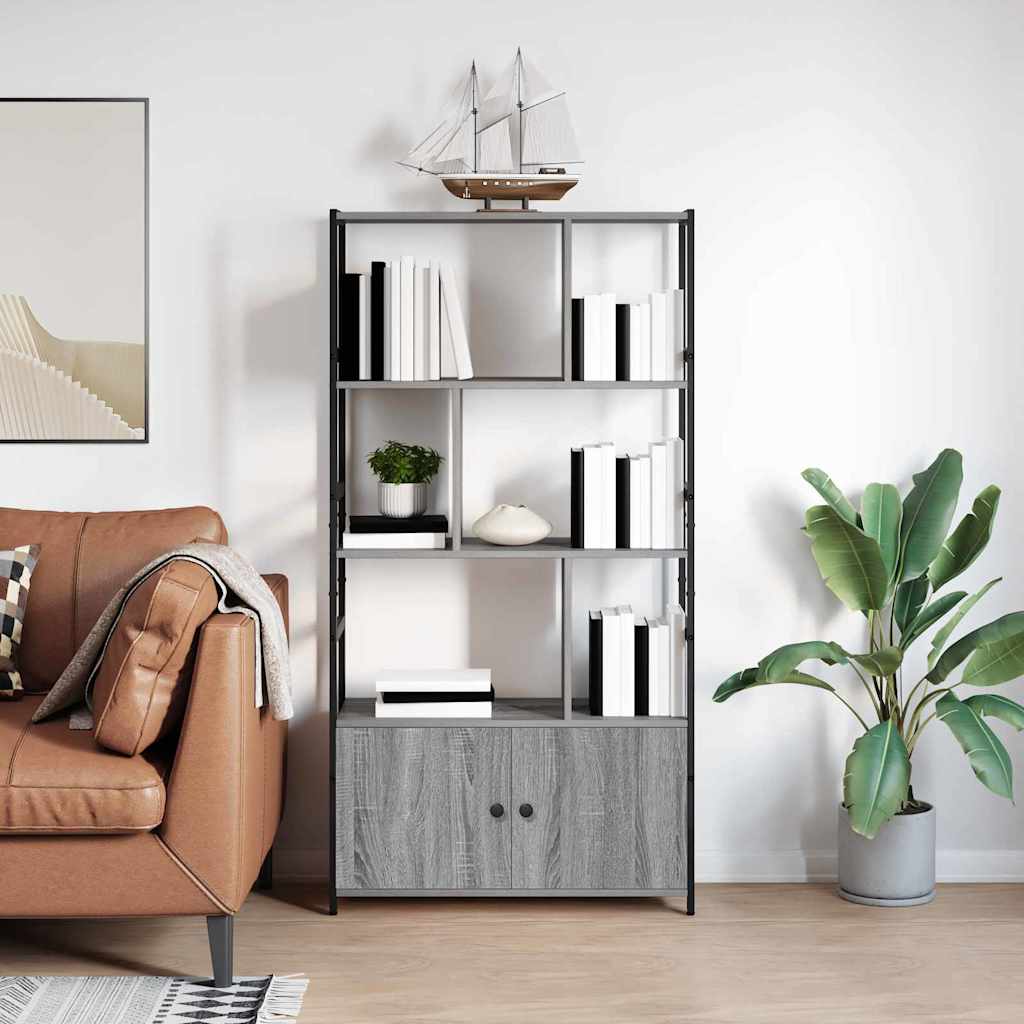 Bogreol Grå sonoma-eg 80 x 30 x 155,5 cm Konstrueret træ