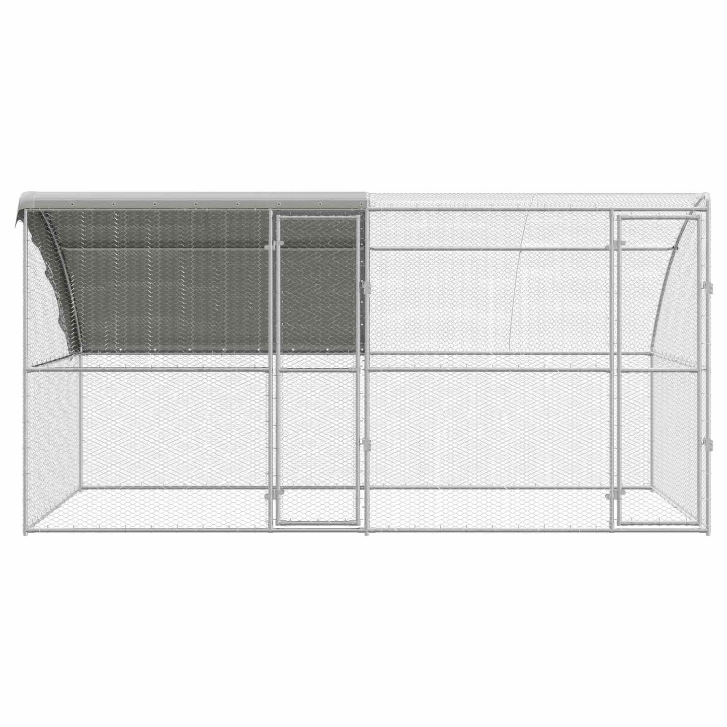 Hønsebur 2 pcs Sølv 400 x 200 x 200 cm Stål og PE