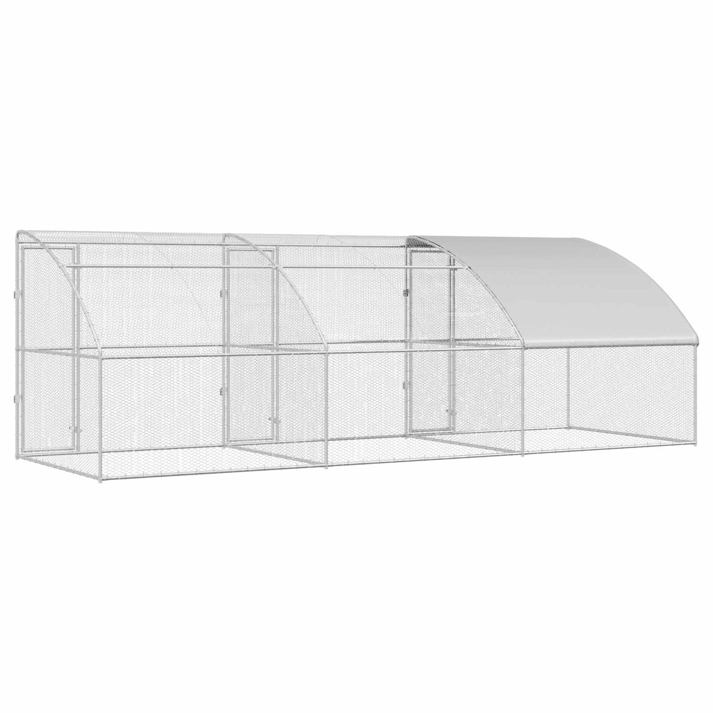 Hønsebur 3 stk. Sølv 600 x 200 x 200 cm Stål og PE