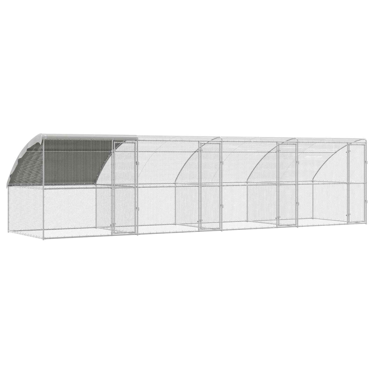 Hønsebur 4 pcs Sølv 800 x 200 x 200 cm Stål og PE