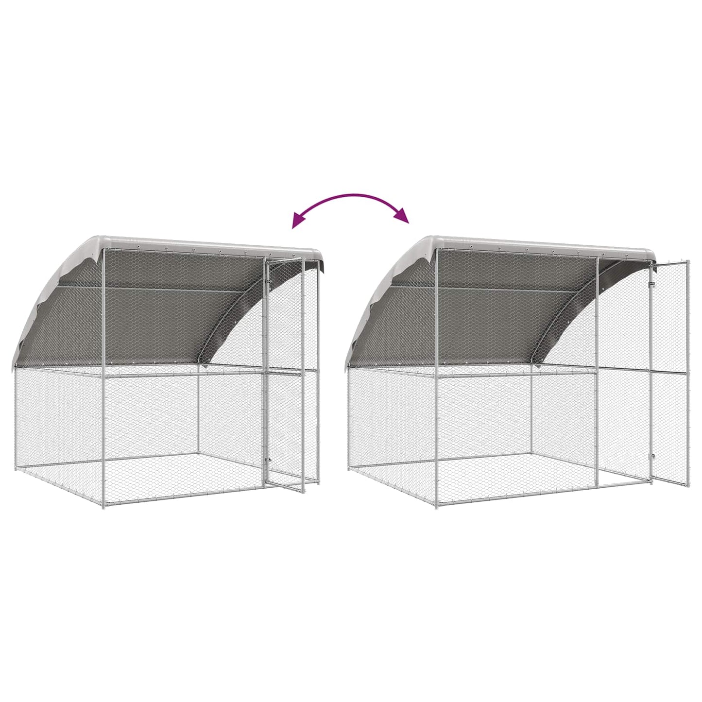 Hønsebur 4 pcs Sølv 800 x 200 x 200 cm Stål og PE