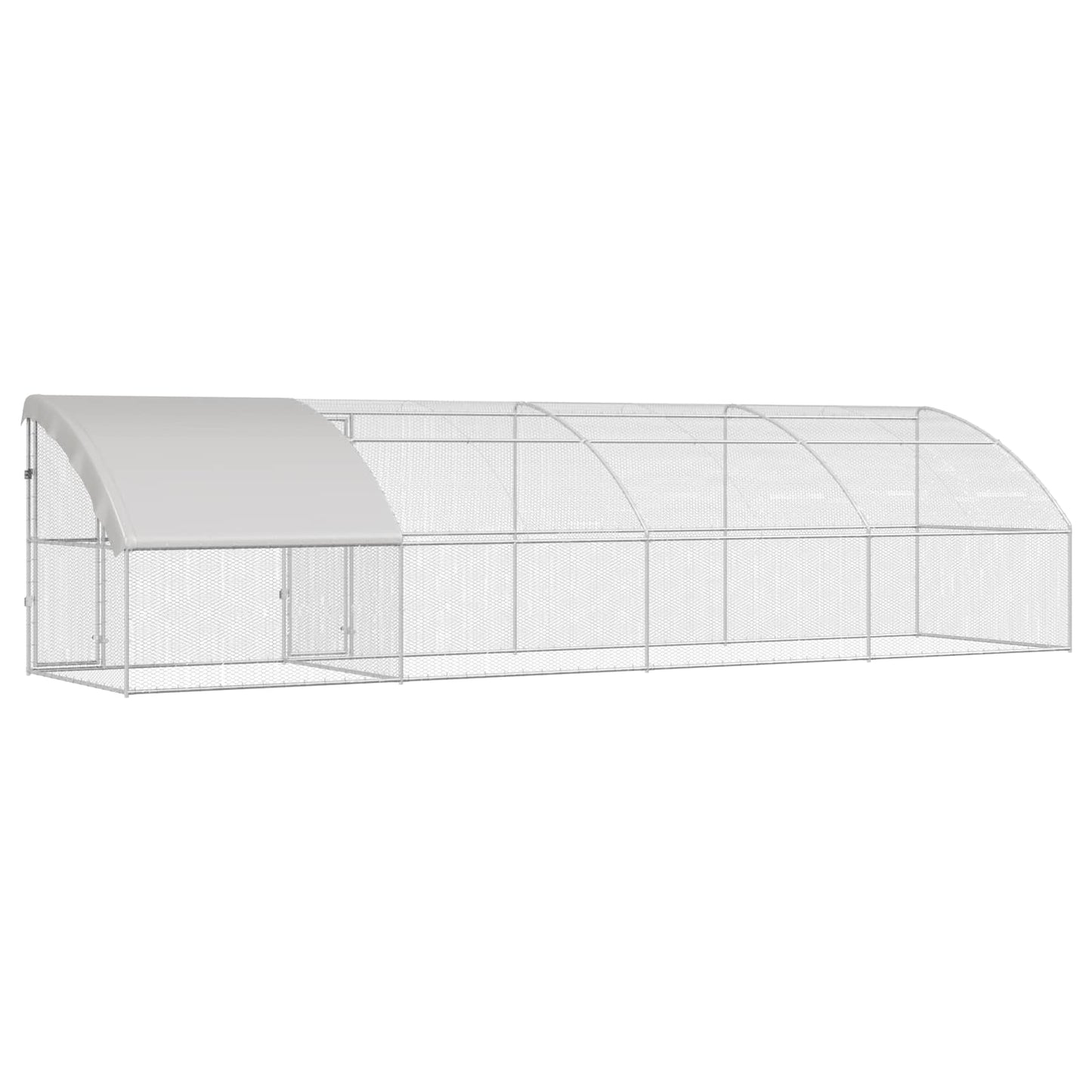 Hønsebur 4 pcs Sølv 800 x 200 x 200 cm Stål og PE