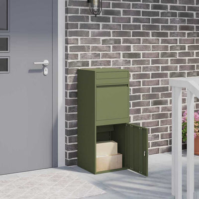 Pakke drop boks med opbevaring Olivengrøn 41 x 38 x 103 cm Stål