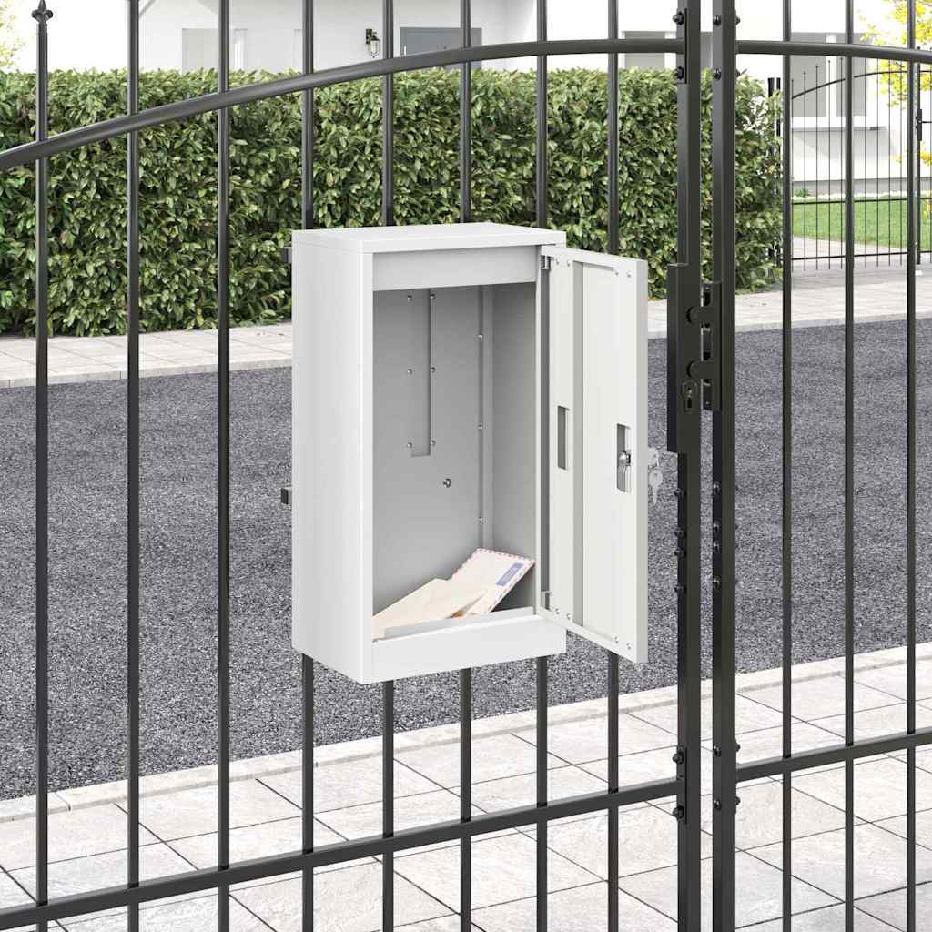 postkasse med opbevaring med dør Hvid 30 x 20 x 55 cm Stål billede