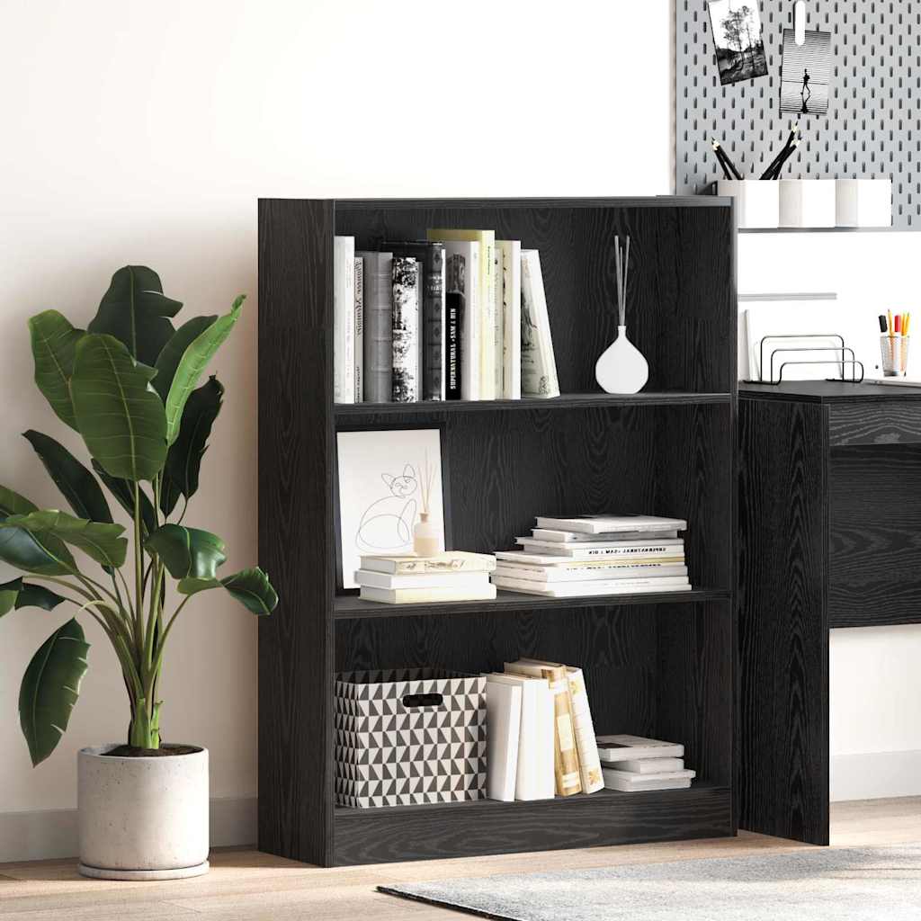 Bogreol i sort eg - konstrueret træ, 80 × 24 × 109 cm