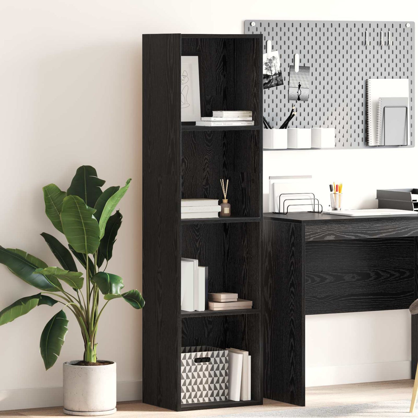 Bogreol Sort eg 40 x 30 x 152 cm Konstrueret træ