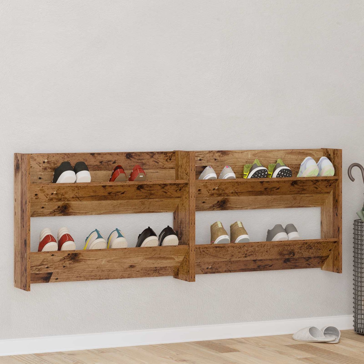Sko skab 2 pcs Gammelt træ 80 x 18 x 60 cm Konstrueret træ