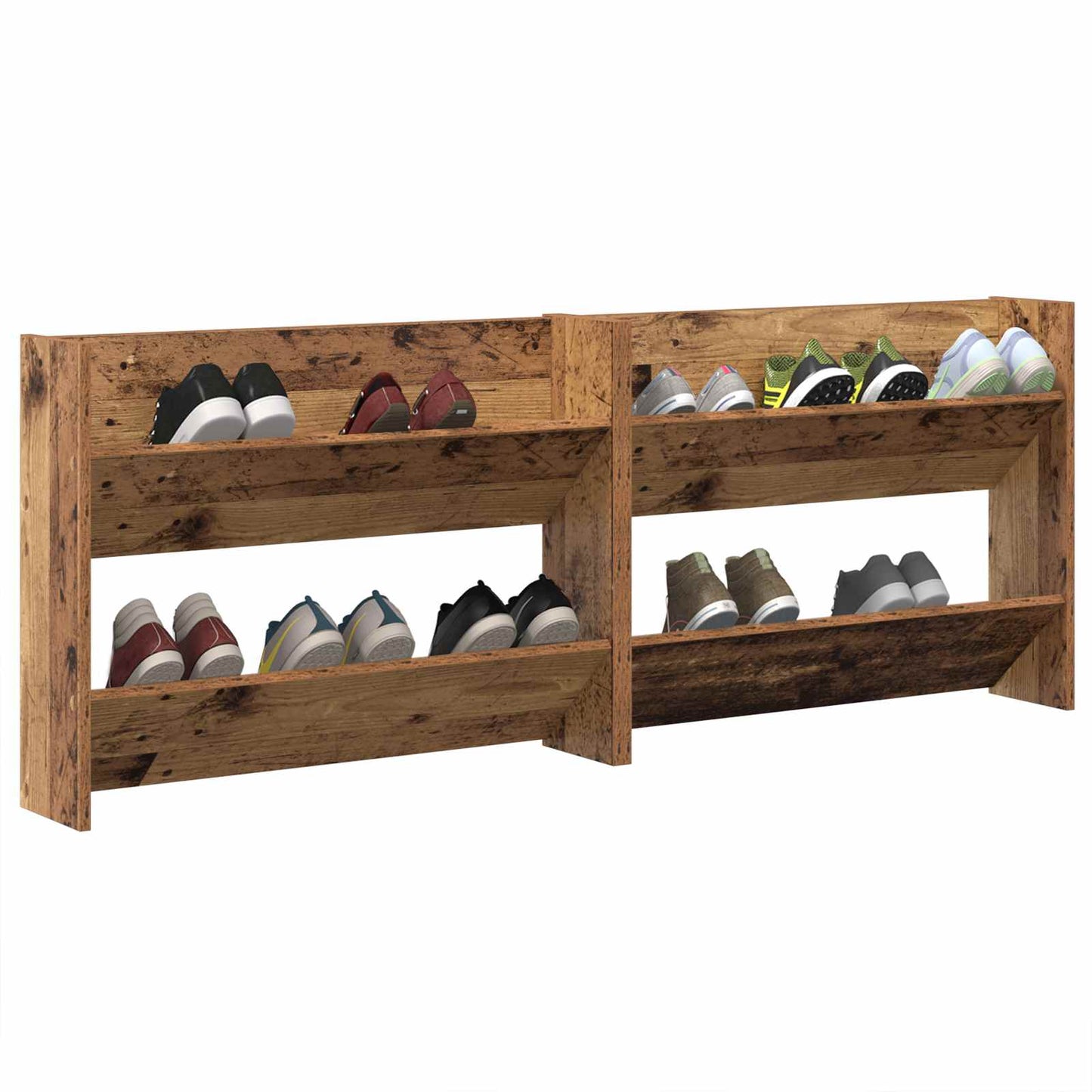Sko skab 2 pcs Gammelt træ 80 x 18 x 60 cm Konstrueret træ
