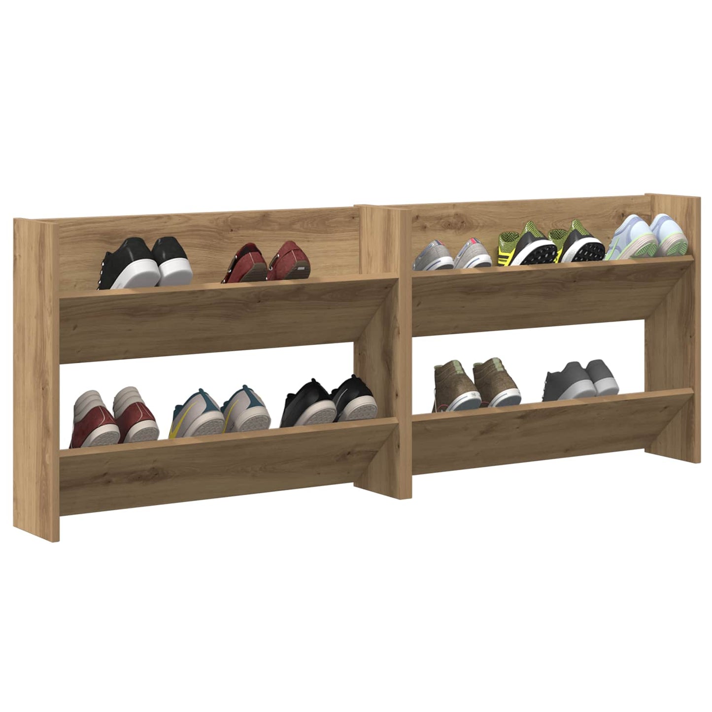 Sko skab 2 stk. 81 x 18 x 60 cm Konstrueret træ Artisan Egetræ