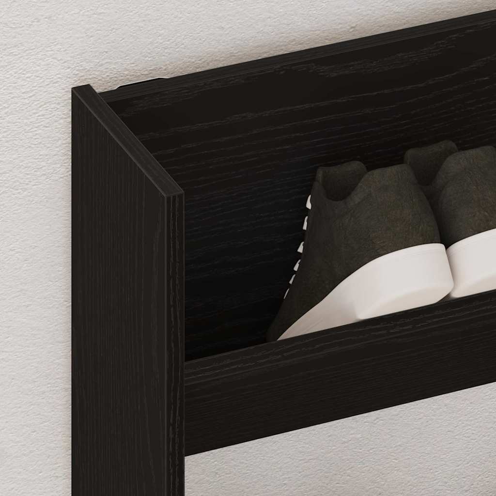 Sko skab med hylde Sort eg 82 x 18 x 60 cm Konstrueret træ