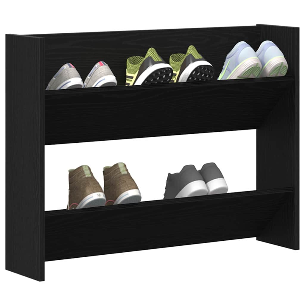 Sko skab med hylde Sort eg 82 x 18 x 60 cm Konstrueret træ