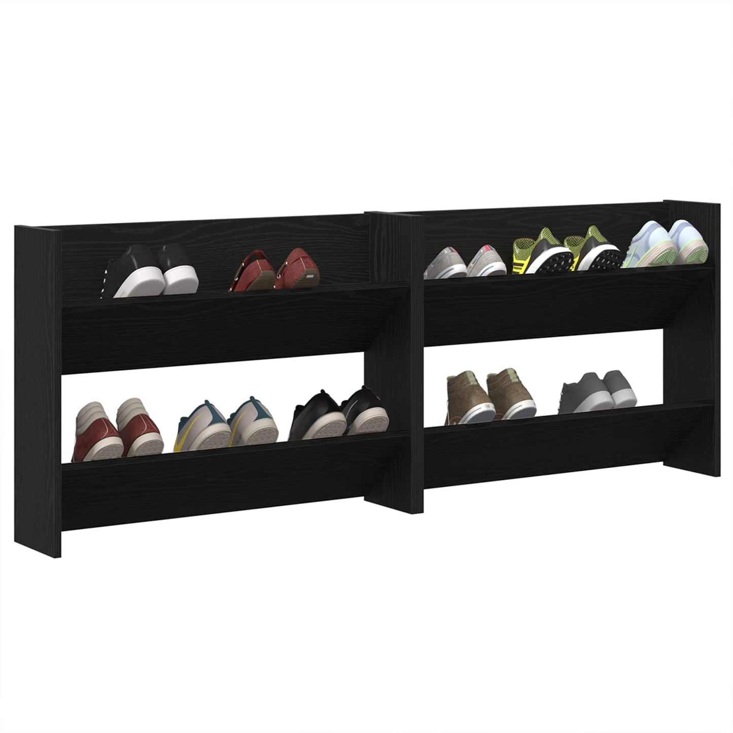 Sko skab 2 pcs Sort eg 83 x 18 x 60 cm Konstrueret træ