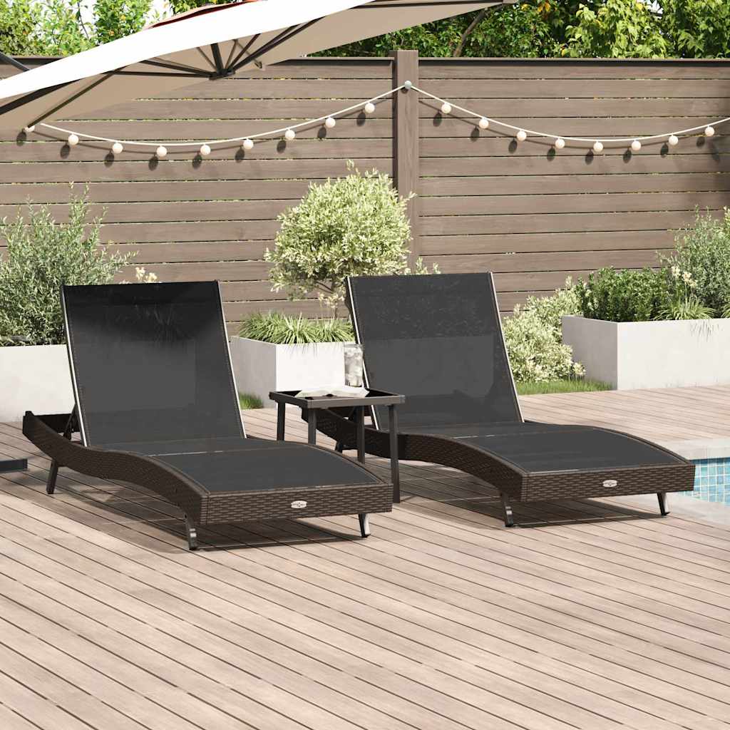 Solstol 3 pcs Brun 197 x 70 x 82 cm polyrattan