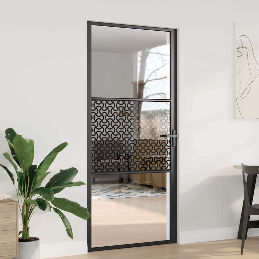Glasdør Fretwork Sort 93 x 3,5 x 201,5 cm Aluminium