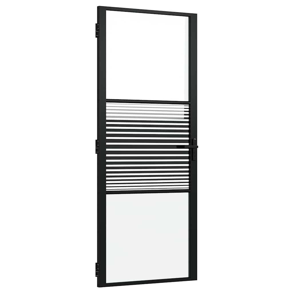 Glasdør Stribet Sort 83 x 3,5 x 201,5 cm Aluminium