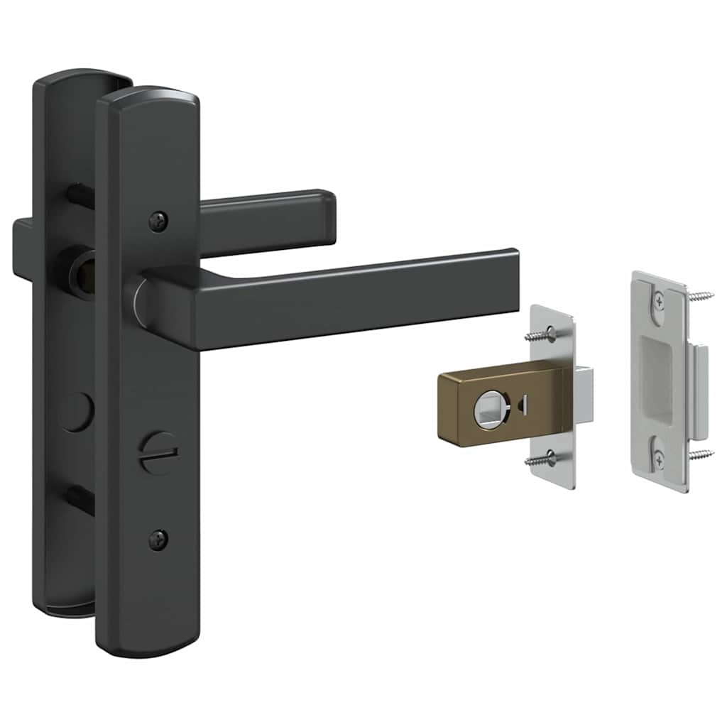 Glasdør Stribet Sort 93 x 3,5 x 201,5 cm Aluminium