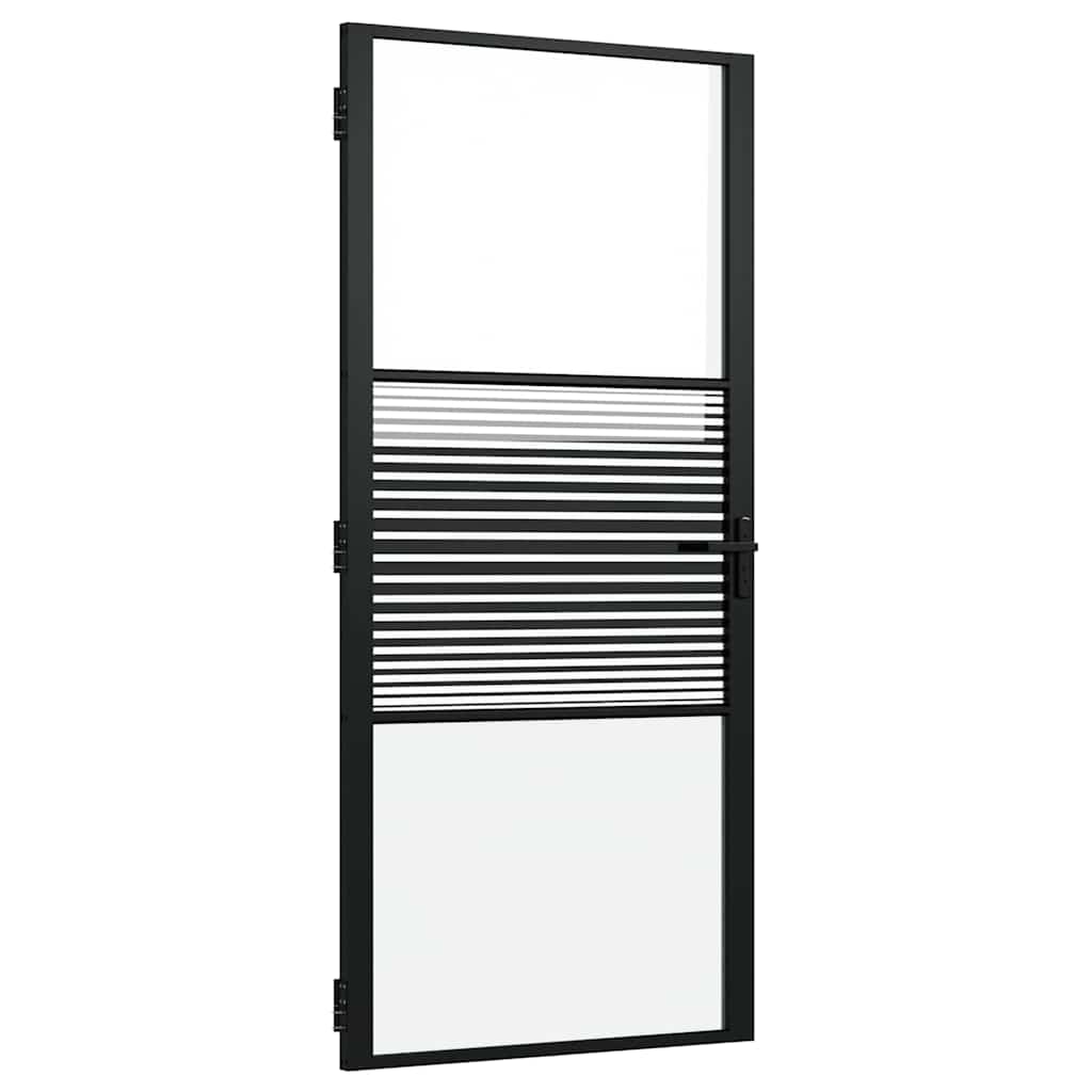 Glasdør Stribet Sort 93 x 3,5 x 201,5 cm Aluminium