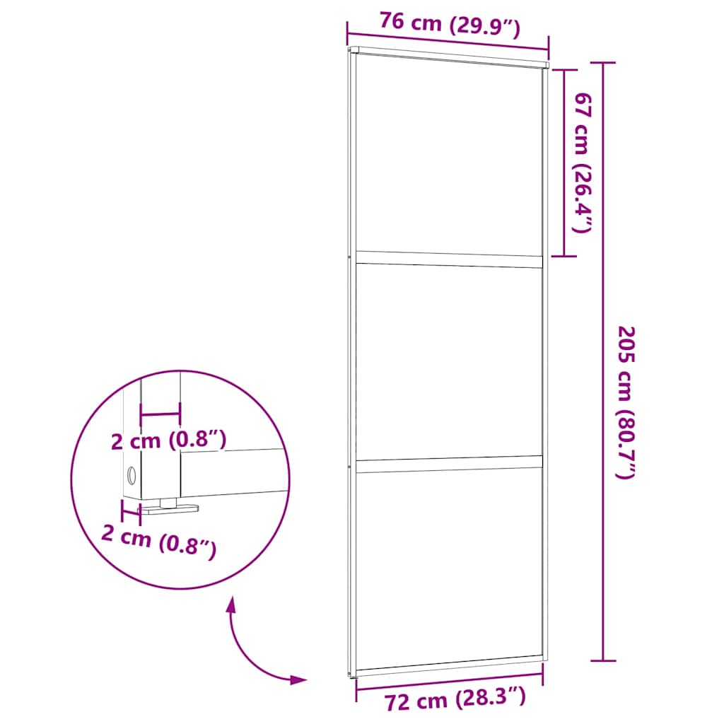Glasdør Fretwork Sort 76 x 2 x 205 cm Aluminium