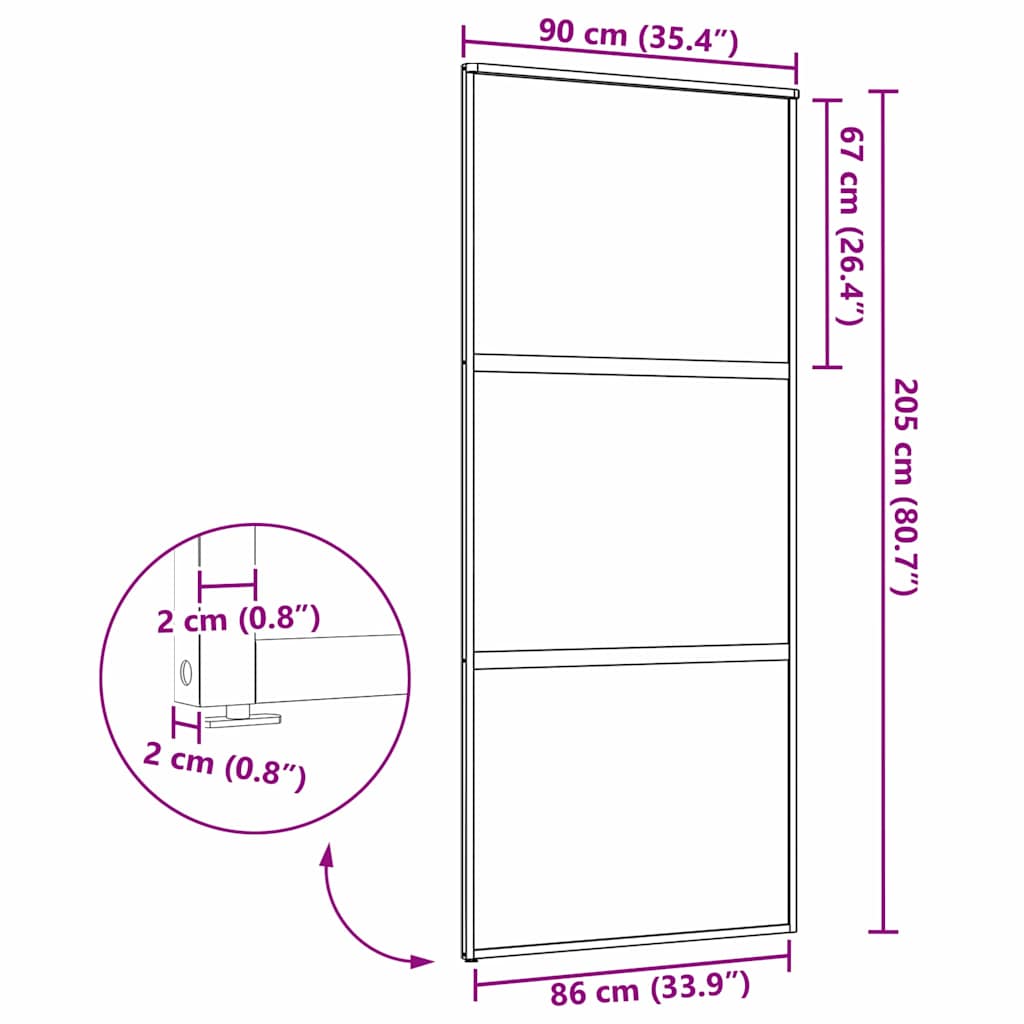 Glasdør Fretwork Sort 90 x 2 x 205 cm Aluminium