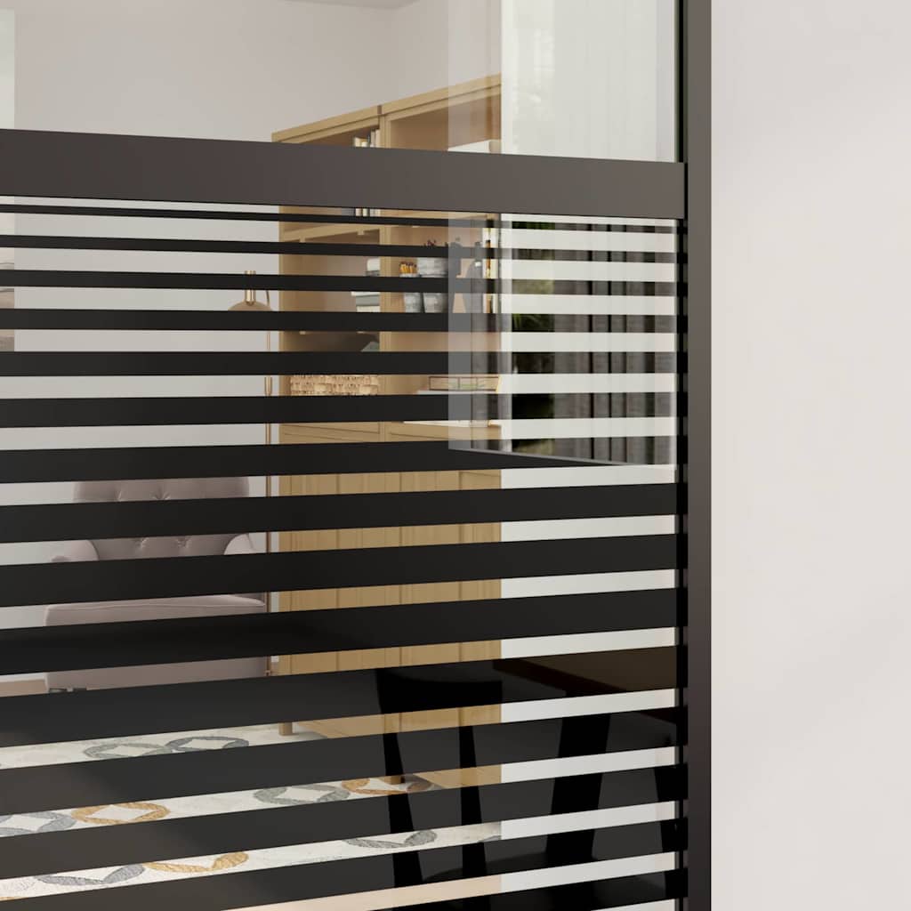 Glasdør Stribet Sort 76 x 2 x 205 cm Aluminium