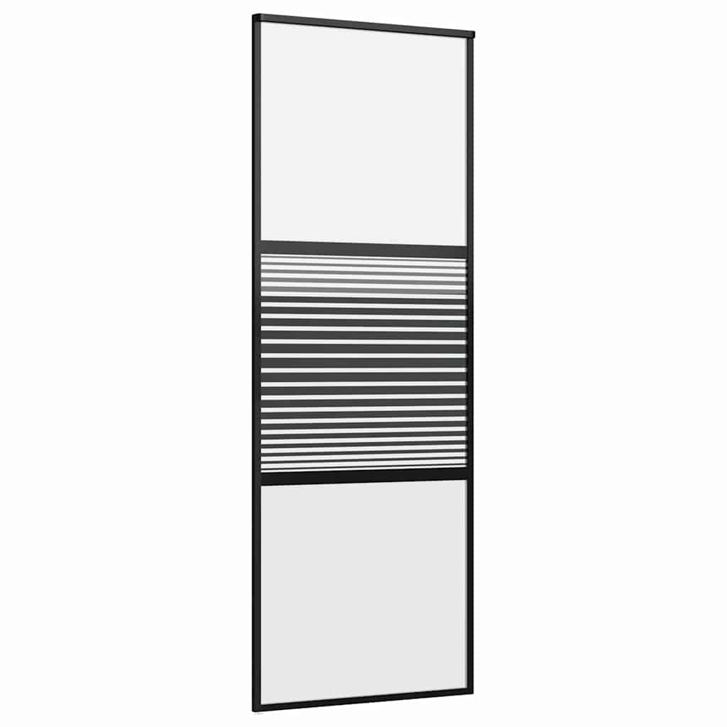 Glasdør Stribet Sort 76 x 2 x 205 cm Aluminium