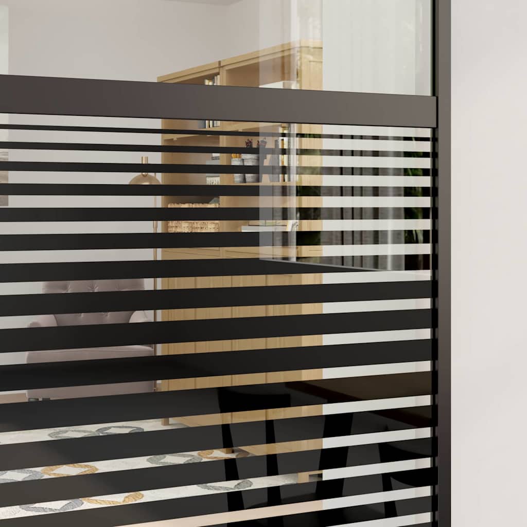 Glasdør Stribet Sort 90 x 2 x 205 cm Aluminium
