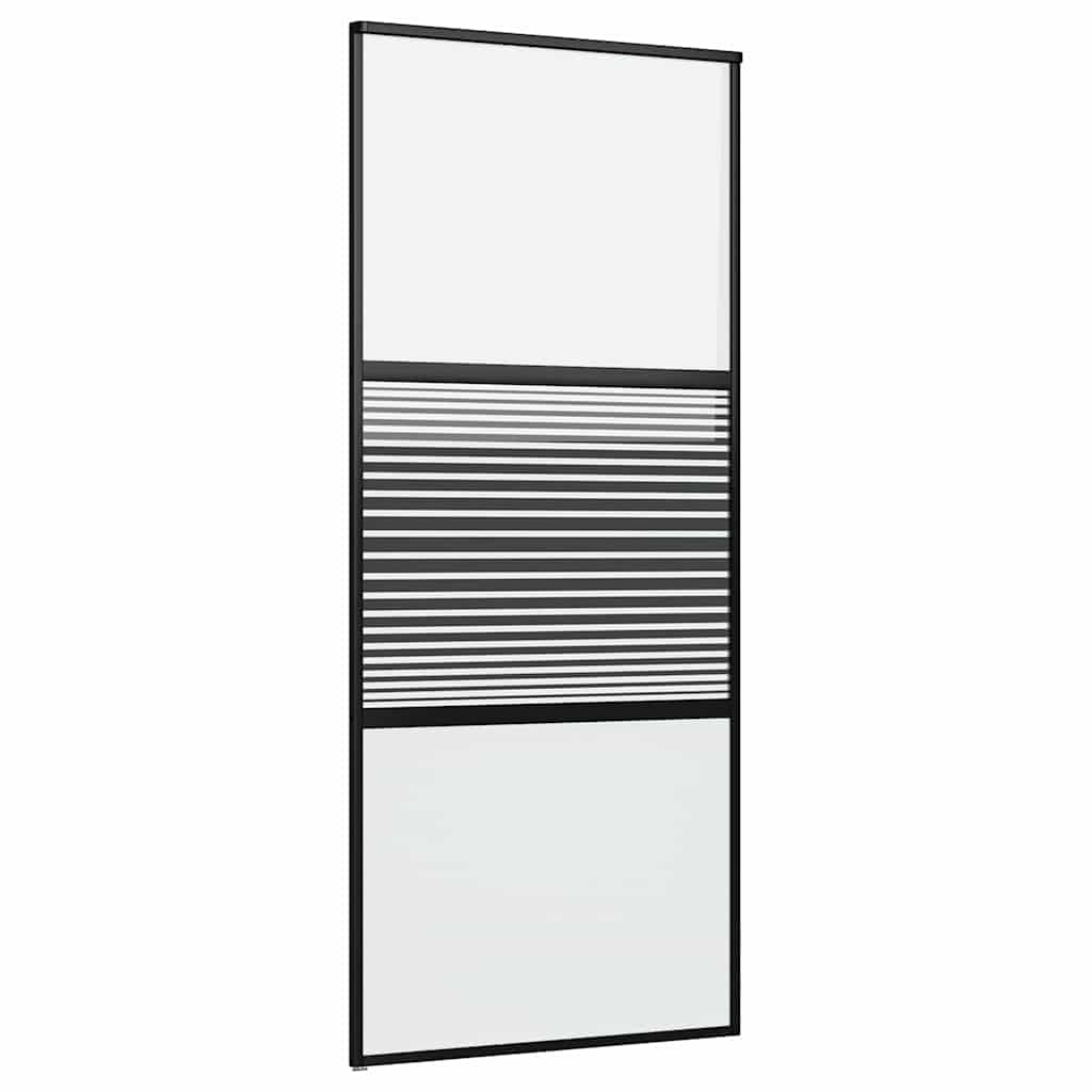 Glasdør Stribet Sort 90 x 2 x 205 cm Aluminium