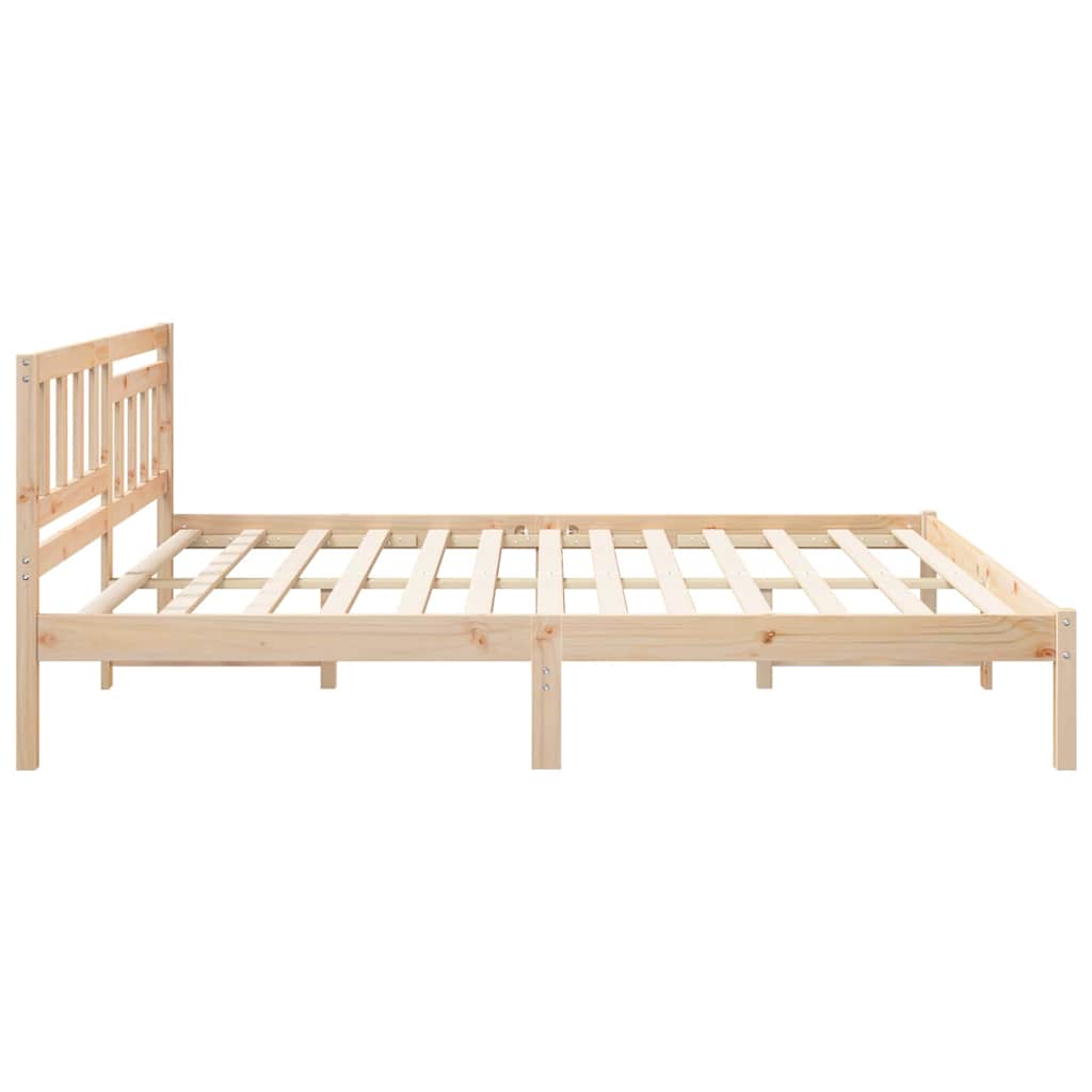 Sengestel med hovedgærde Brun 200 x 200 cm Massiv fyrretræ