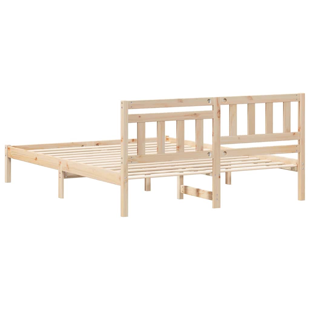 Sengestel med hovedgærde Brun 160 x 200 cm Massiv fyrretræ