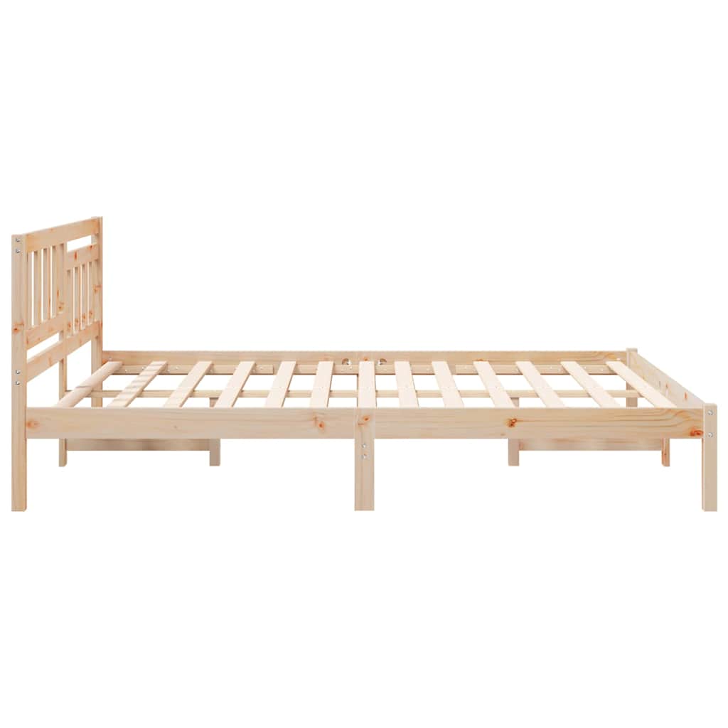 Sengestel med hovedgærde Brun 160 x 200 cm Massiv fyrretræ