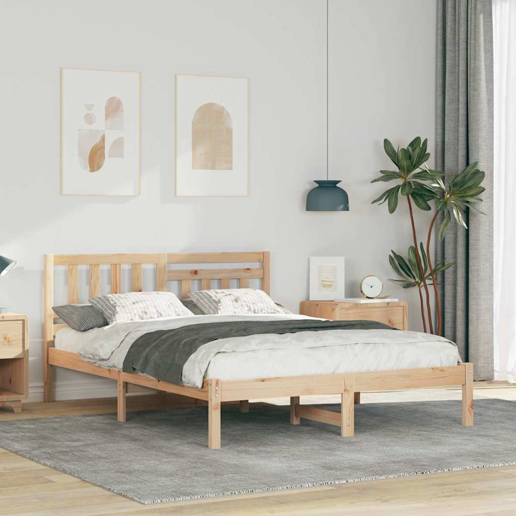 Sengestel med hovedgærde Brun 120 x 200 cm Massiv fyrretræ
