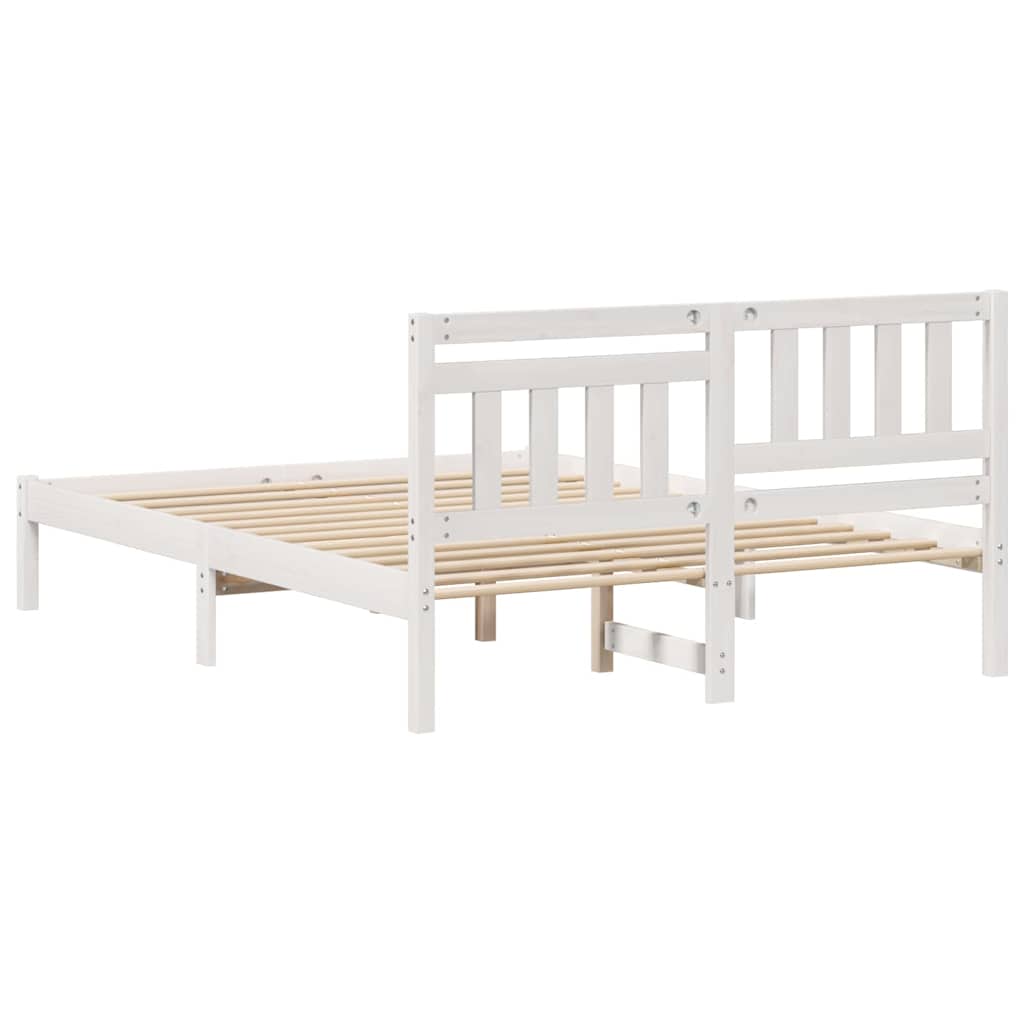 Sengestel med hovedgærde Hvid 120 x 200 cm Massiv fyrretræ