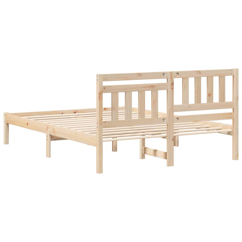 Sengestel med hovedgærde Brun 135 x 190 cm Massiv fyrretræ