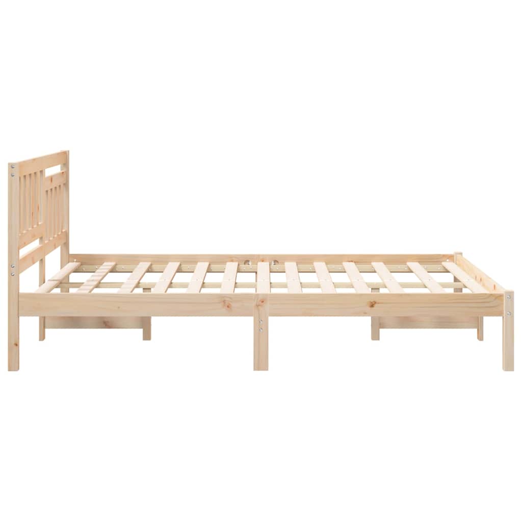 Sengestel med hovedgærde Brun 135 x 190 cm Massiv fyrretræ