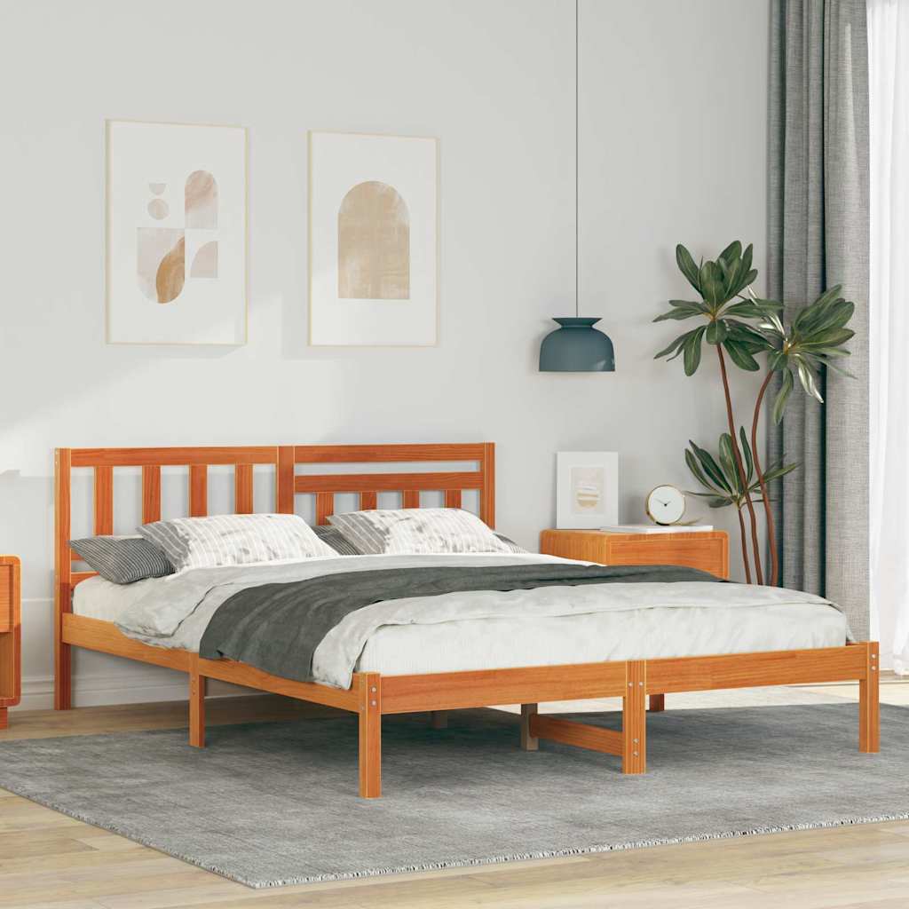 Sengestel Gyldenbrun 135 x 190 cm Massivt fyrretræ