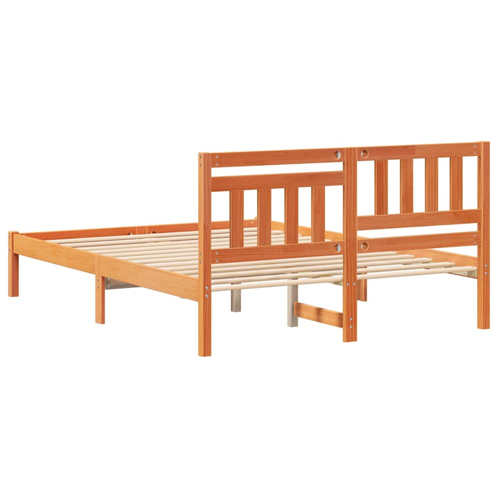 Sengestel Gyldenbrun 135 x 190 cm Massivt fyrretræ