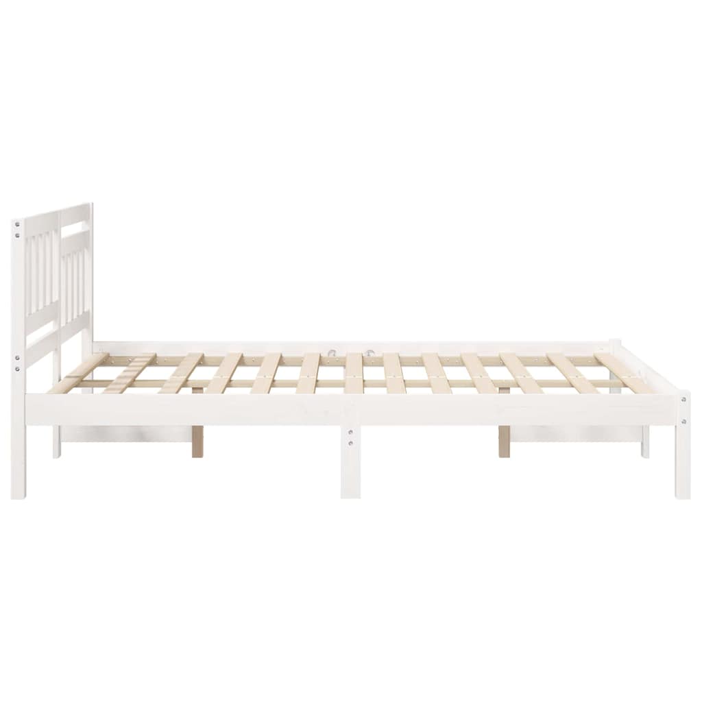 Sengestel med hovedgærde Hvid 120 x 190 cm Massiv fyrretræ