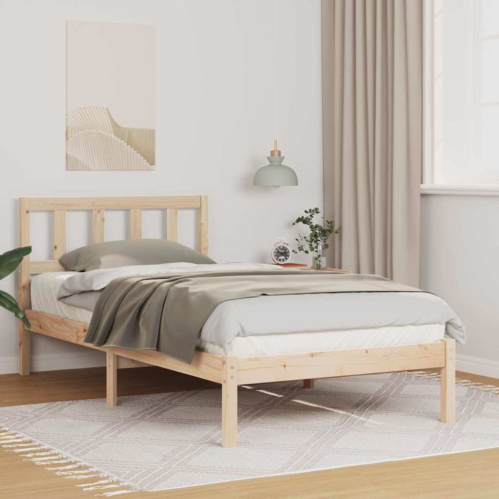 Sengestel med hovedgærde Brun 90 x 200 cm Massiv fyrretræ