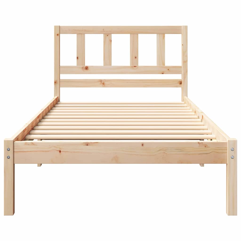 Sengestel med hovedgærde Brun 100 x 200 cm Massiv fyrretræ