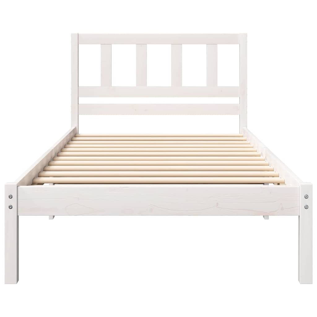 Sengestel med hovedgærde Hvid 90 x 190 cm Massiv fyrretræ