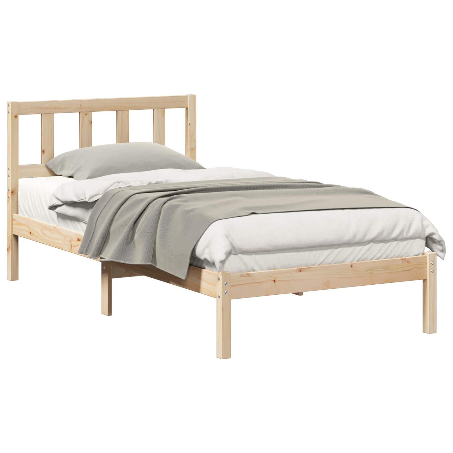 Sengestel med hovedgærde Brun 75 x 190 cm Massiv fyrretræ