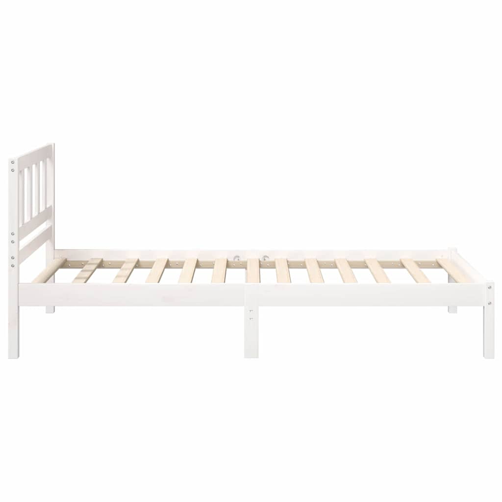 Sengestel med hovedgærde Hvid 75 x 190 cm Massiv fyrretræ