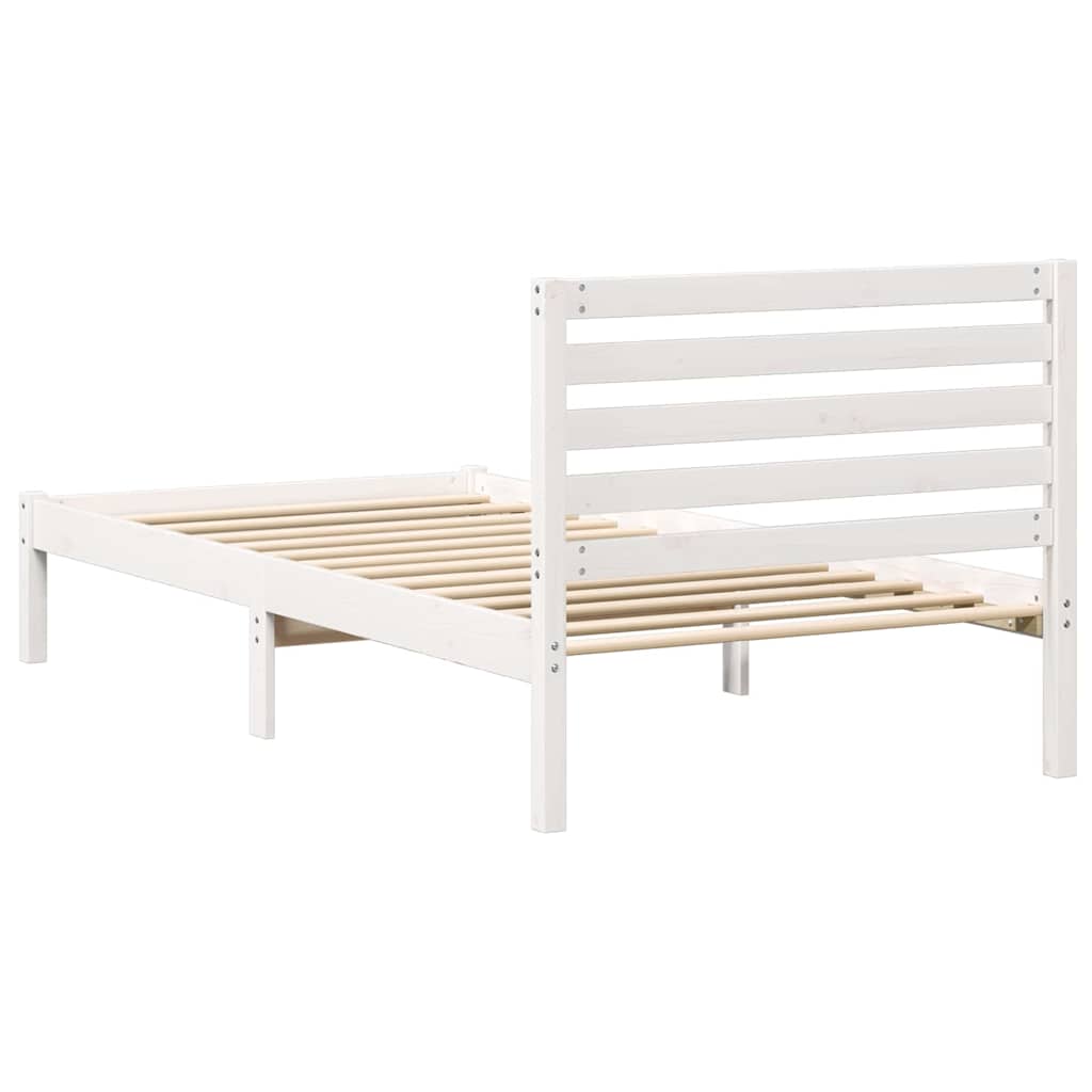 Sengestel med hovedgærde Hvid 80 x 200 cm Massiv fyrretræ