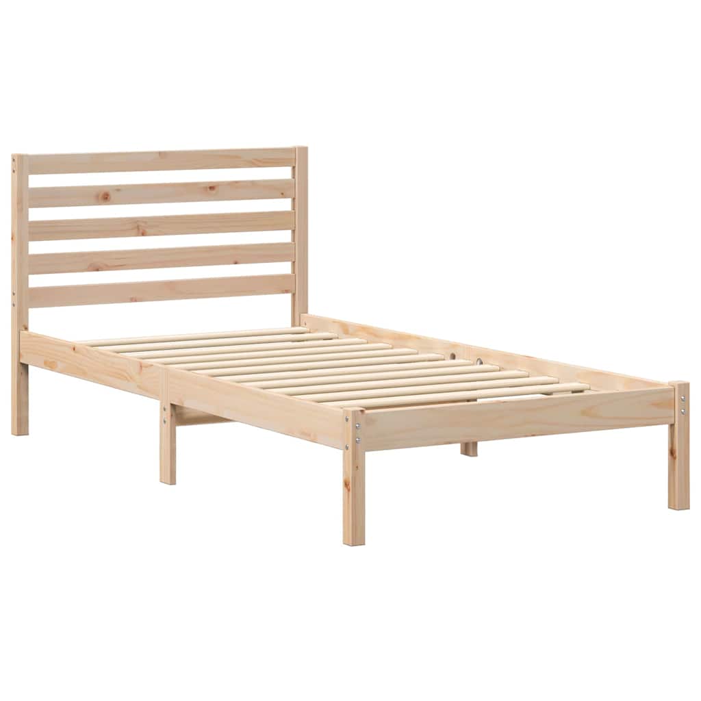 Sengestel med hovedgærde Brun 90 x 200 cm Massiv fyrretræ