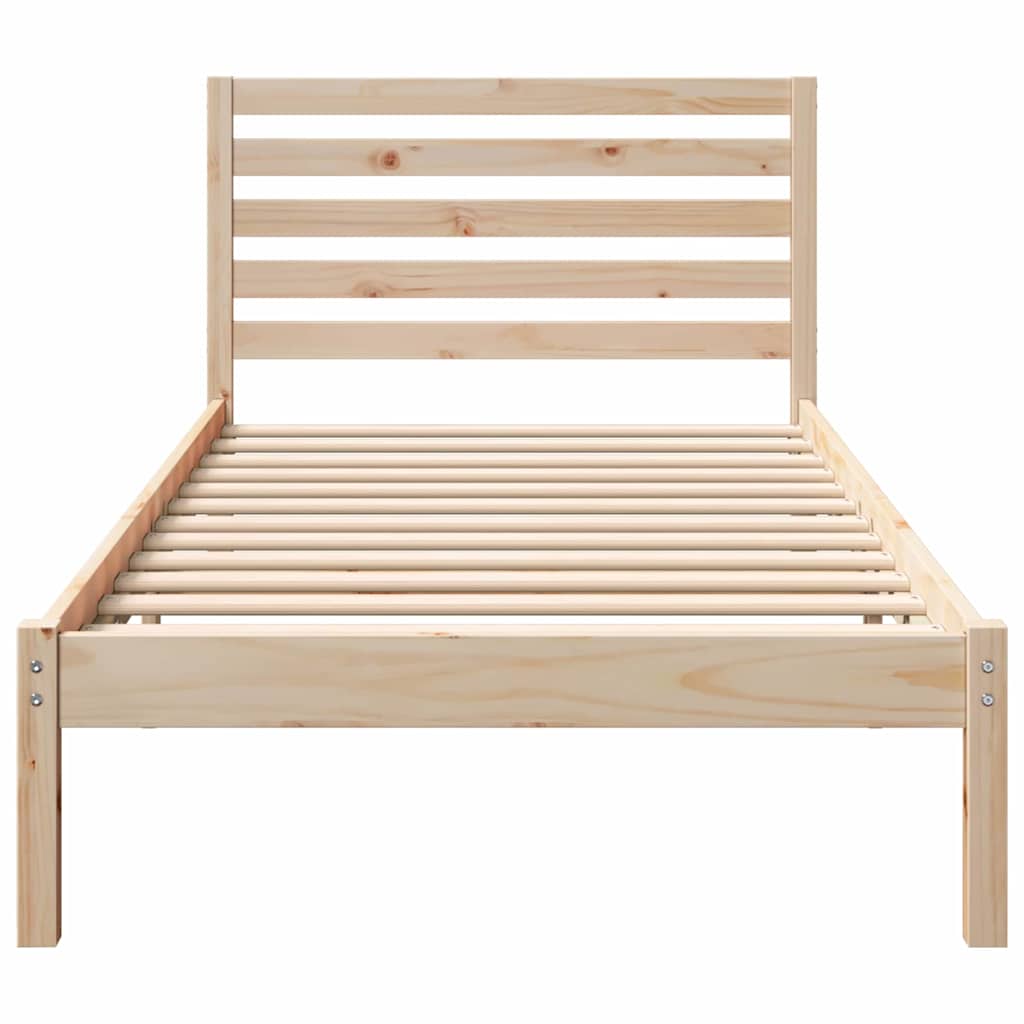 Sengestel med hovedgærde Brun 100 x 200 cm Massiv fyrretræ