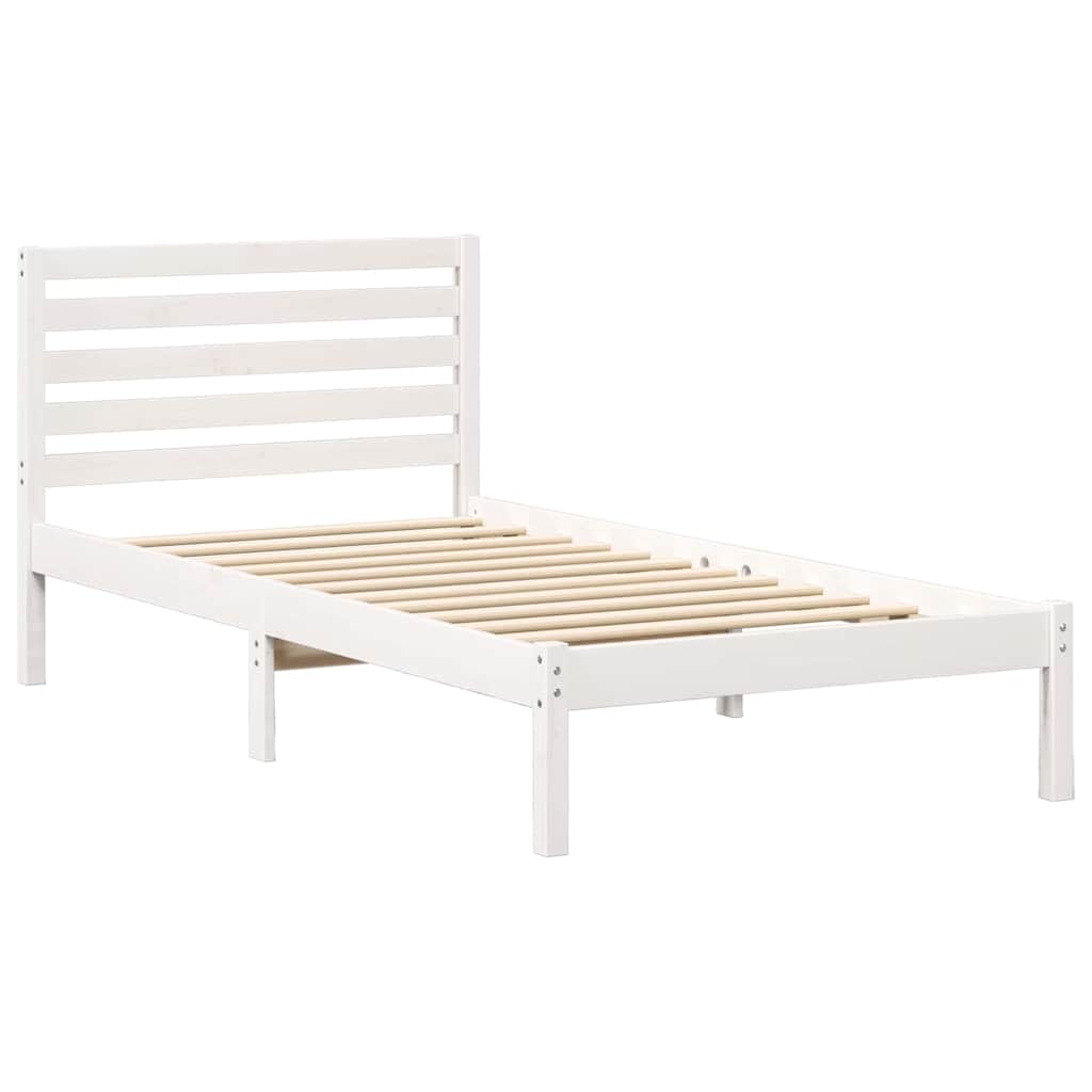 Sengestel med hovedgærde Hvid 100 x 200 cm Massiv fyrretræ