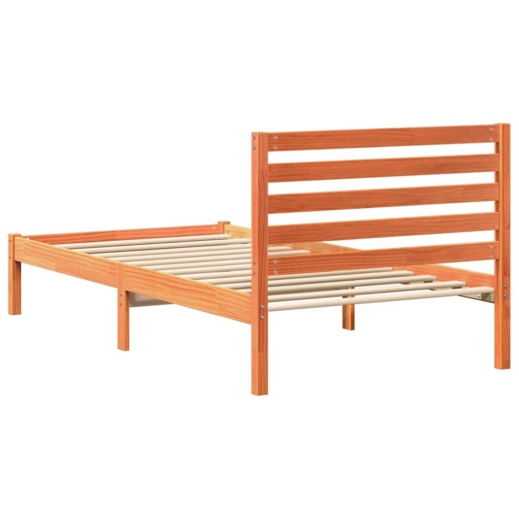 Sengestel med hovedgærde Voks brun 100 x 200 cm Massiv fyrretræ