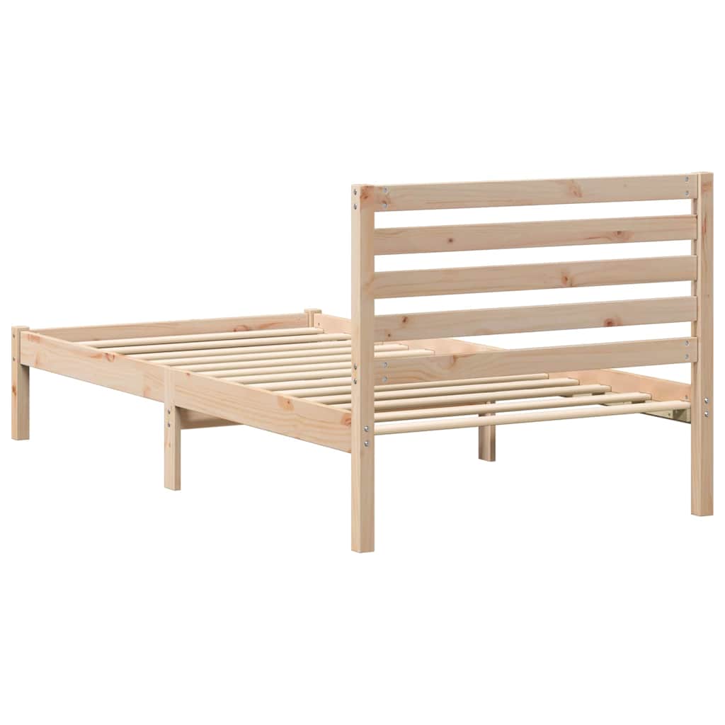 Sengestel med hovedgærde Brun 90 x 190 cm Massiv fyrretræ