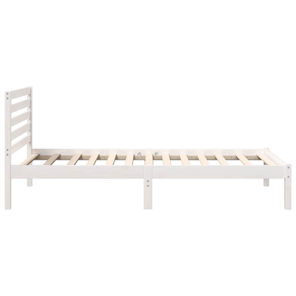 Sengestel med hovedgærde Hvid 90 x 190 cm Massiv fyrretræ